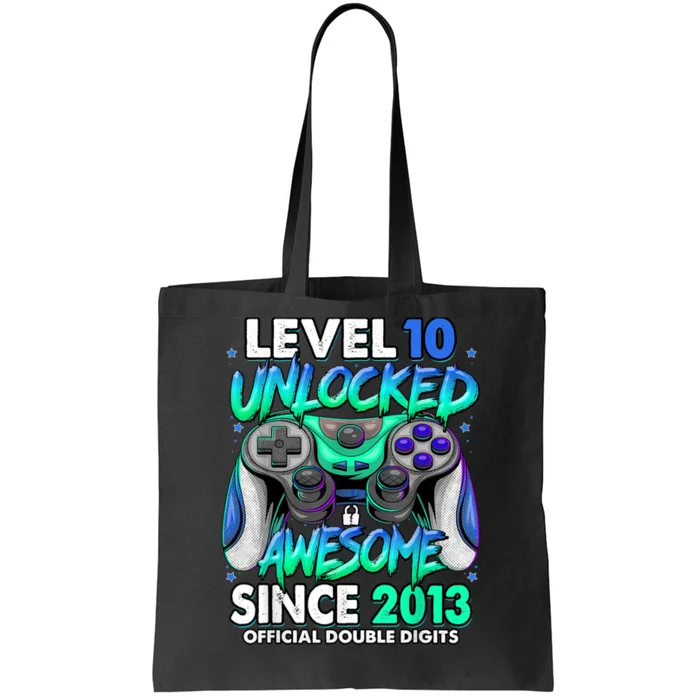 Level 10 Unlocked Awesome Since 2013 10th Birthday Gaming Tote Bag