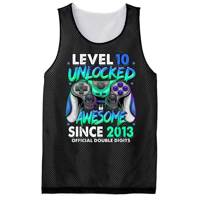 Level 10 Unlocked Awesome Since 2013 10th Birthday Gaming Mesh Reversible Basketball Jersey Tank