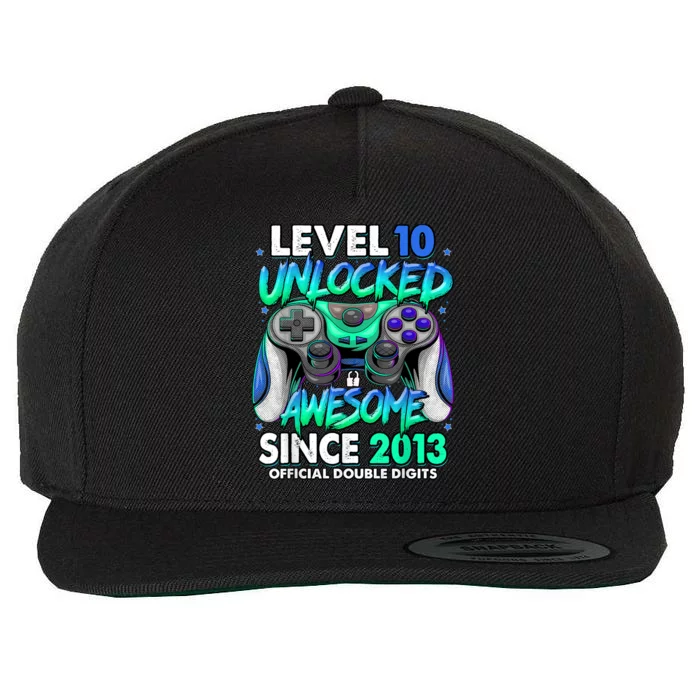 Level 10 Unlocked Awesome Since 2013 10th Birthday Gaming Wool Snapback Cap