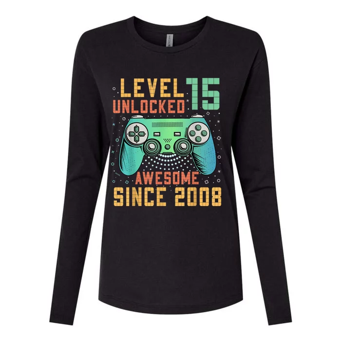 Level 15 Unlocked 15th Birthday 15 Year Old Boy Gifts Gamer Womens Cotton Relaxed Long Sleeve T-Shirt