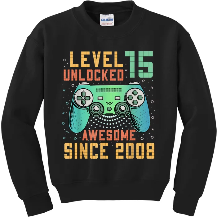 Level 15 Unlocked 15th Birthday 15 Year Old Boy Gifts Gamer Kids Sweatshirt