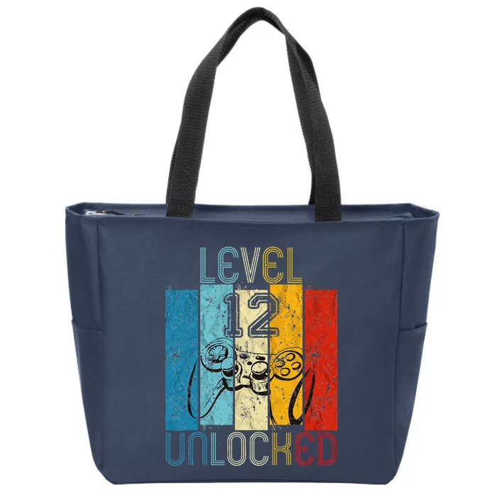 Level 12 Unlocked Funny Video Gamer 12th Birthday Gift Zip Tote Bag