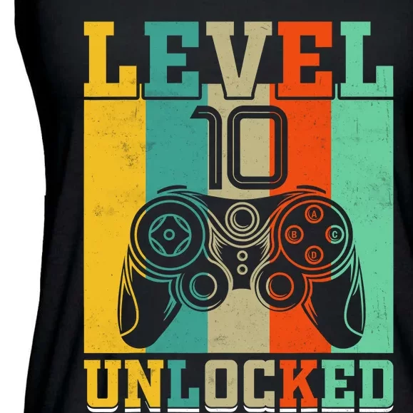 Level 10 Unlocked Birthday For Boy 10 Years Old Gamer Bday Ladies Essential Flowy Tank