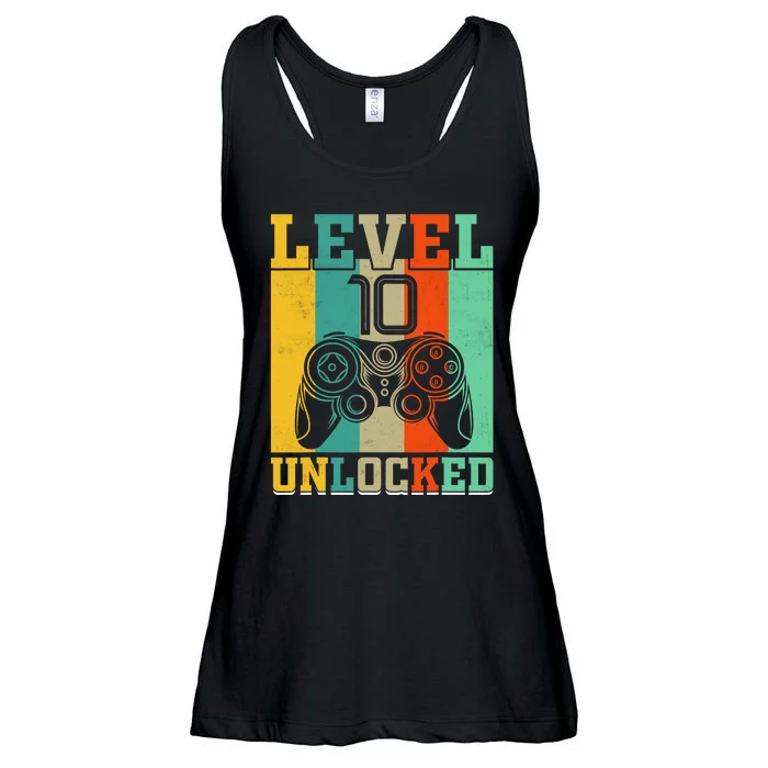 Level 10 Unlocked Birthday For Boy 10 Years Old Gamer Bday Ladies Essential Flowy Tank