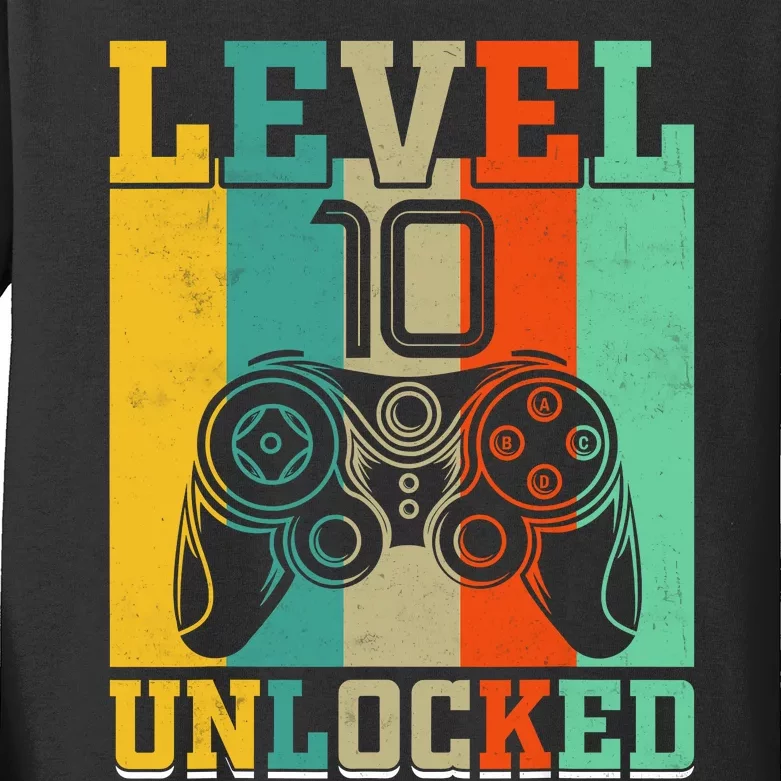 Level 10 Unlocked Birthday For Boy 10 Years Old Gamer Bday Kids Long Sleeve Shirt