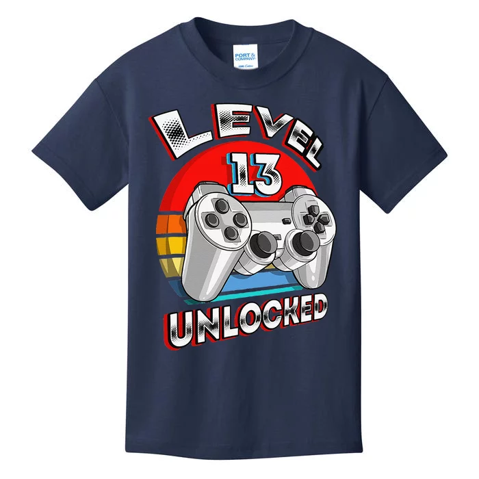 Level 13 Unlocked Matching Video Game 13th Birthday Gift Kids T-Shirt