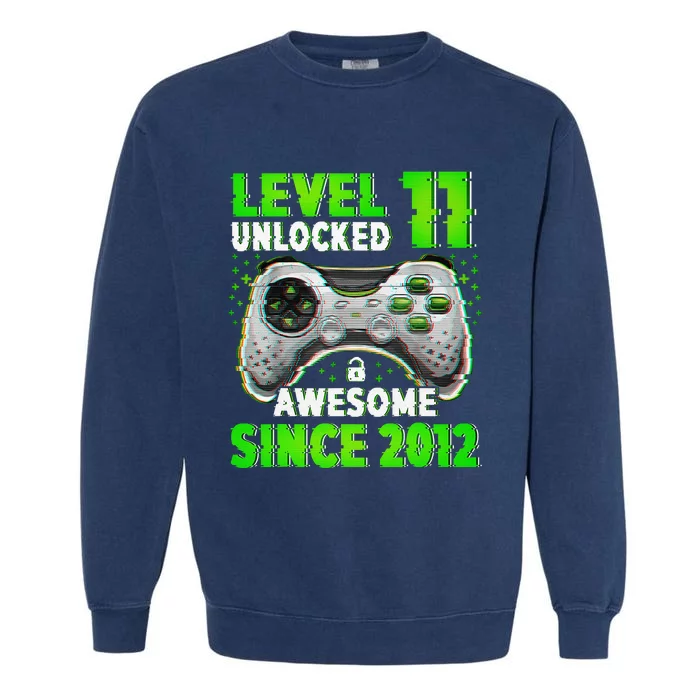 Level 11 Unlocked Video Game 11th Birthday Gamer Boys Garment-Dyed Sweatshirt