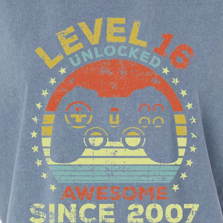 Level 16 Unlocked Awesome Since 2007 16th Birthday Gaming Garment-Dyed Women's Muscle Tee