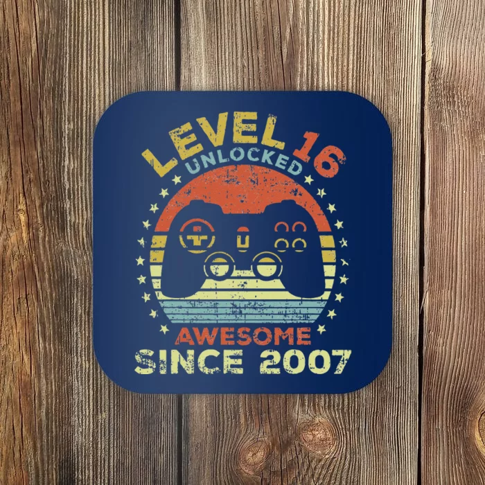 Level 16 Unlocked Awesome Since 2007 16th Birthday Gaming Coaster