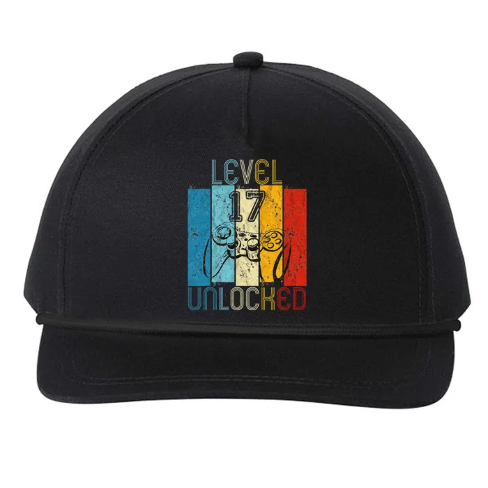 Level 17 Unlocked Funny Video Gamer 17th Birthday Gift Snapback Five-Panel Rope Hat