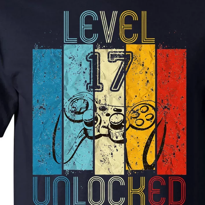 Level 17 Unlocked Funny Video Gamer 17th Birthday Gift Tall T-Shirt