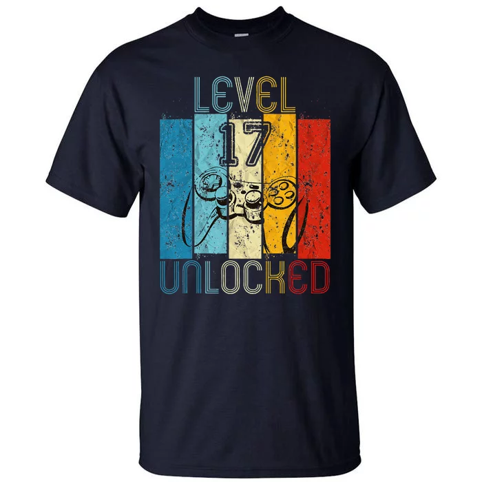 Level 17 Unlocked Funny Video Gamer 17th Birthday Gift Tall T-Shirt