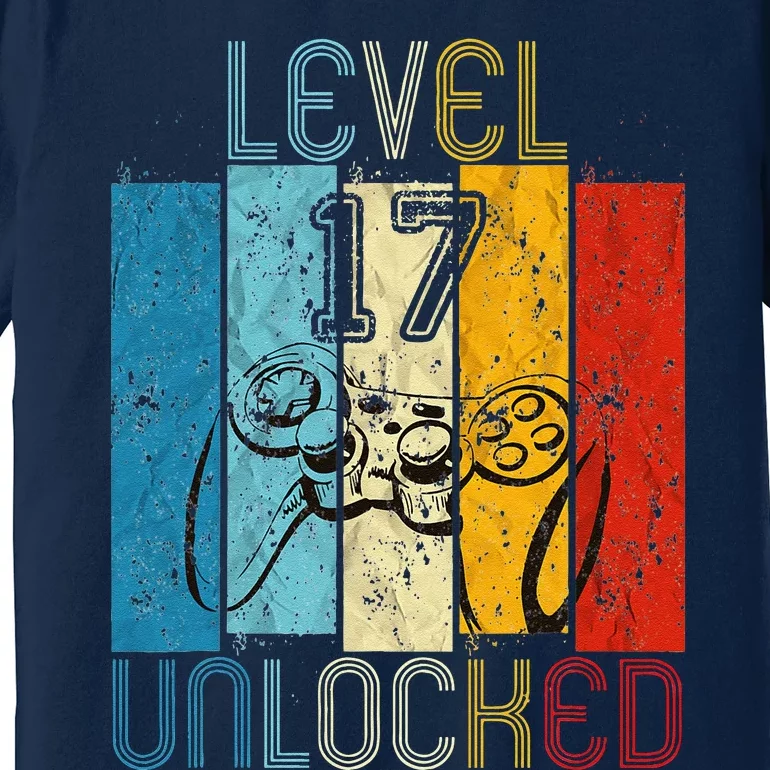 Level 17 Unlocked Funny Video Gamer 17th Birthday Gift Premium T-Shirt