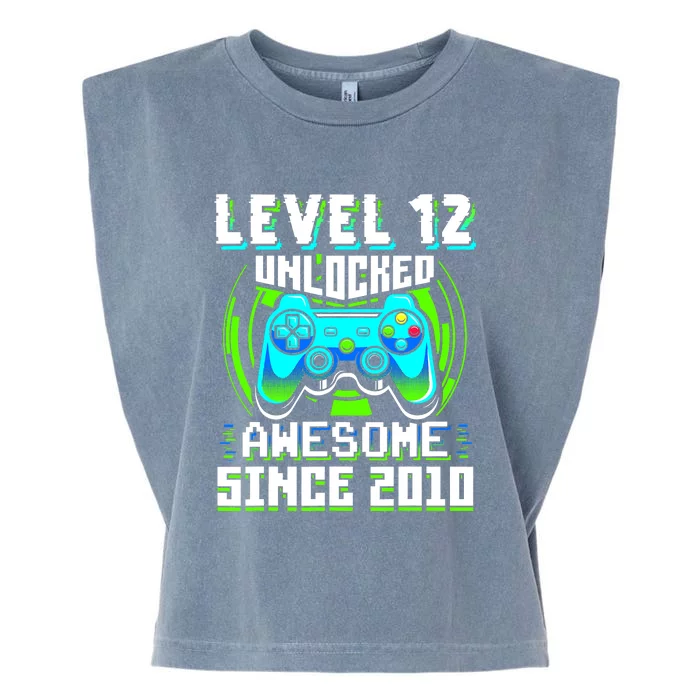 Level 12 Unlocked Awesome Since 2010 Gamer 12th Birthday Garment-Dyed Women's Muscle Tee