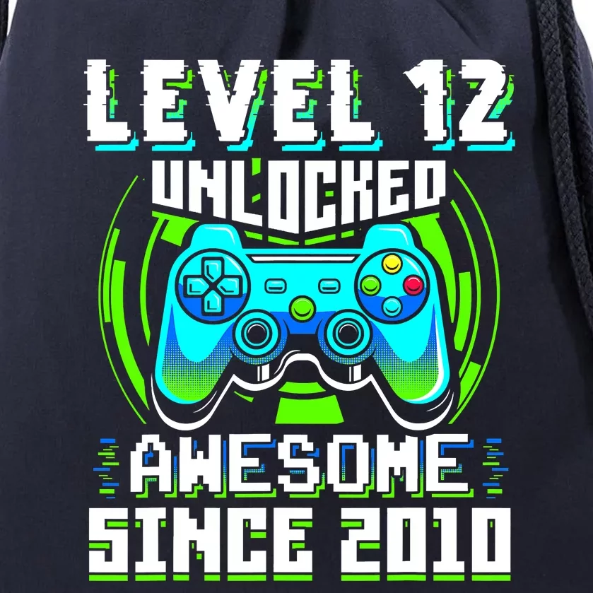 Level 12 Unlocked Awesome Since 2010 Gamer 12th Birthday Drawstring Bag