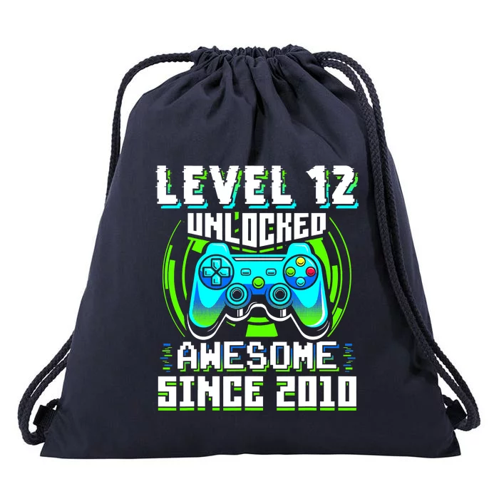 Level 12 Unlocked Awesome Since 2010 Gamer 12th Birthday Drawstring Bag