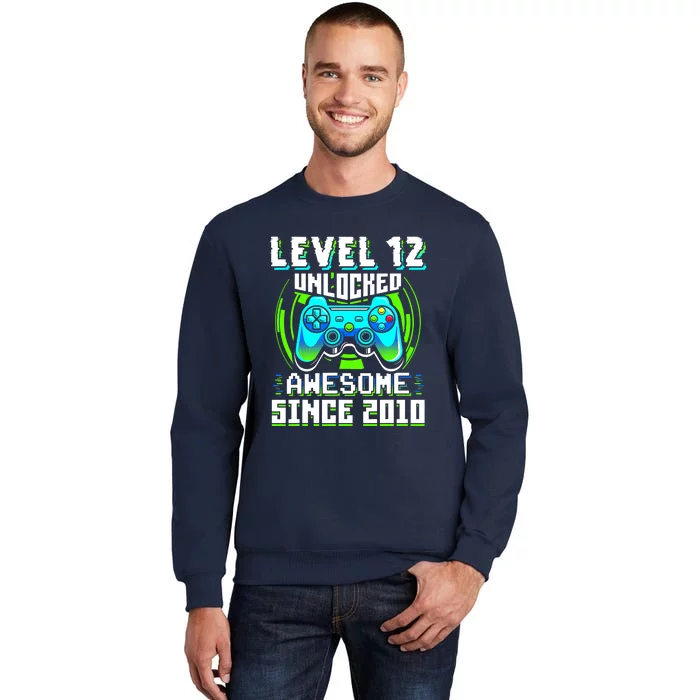 Level 12 Unlocked Awesome Since 2010 Gamer 12th Birthday Tall Sweatshirt