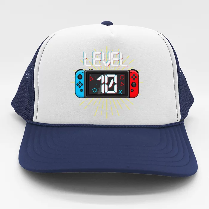 Level 10 Unlocked Gamer 10th Birthday Gift Video Game Lovers Gift Trucker Hat