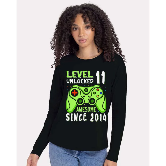 Level 11 Unlocked Awesome 2014 Video Game 11th Birthday Boy Womens Cotton Relaxed Long Sleeve T-Shirt