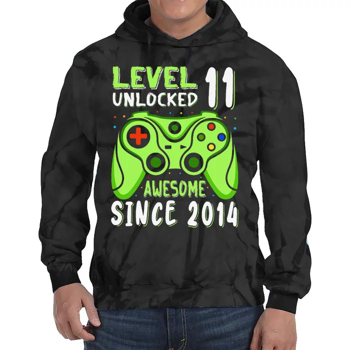 Level 11 Unlocked Awesome 2014 Video Game 11th Birthday Boy Tie Dye Hoodie