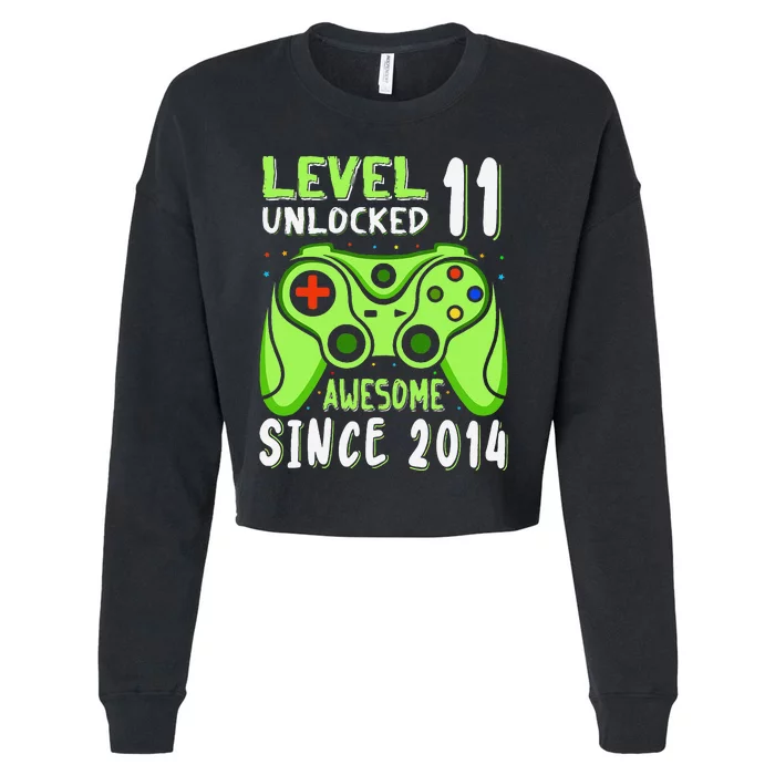 Level 11 Unlocked Awesome 2014 Video Game 11th Birthday Boy Cropped Pullover Crew