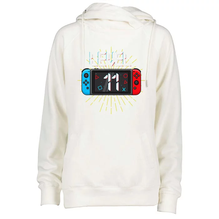 Level 11 Unlocked Gamer 11th Birthday Gift Video Game Lovers Cute Womens Funnel Neck Pullover Hood