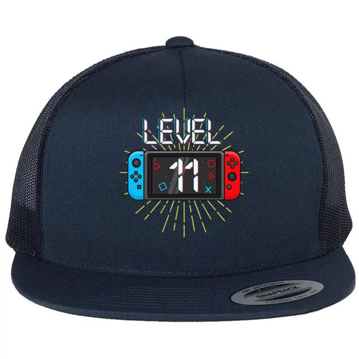 Level 11 Unlocked Gamer 11th Birthday Gift Video Game Lovers Cute Flat Bill Trucker Hat