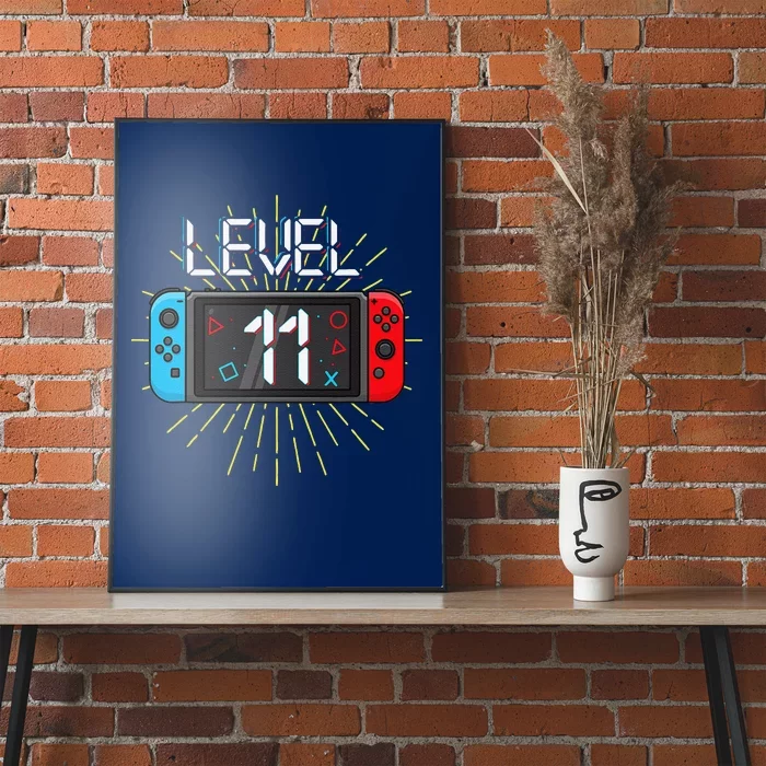 Level 11 Unlocked Gamer 11th Birthday Gift Video Game Lovers Cute Poster