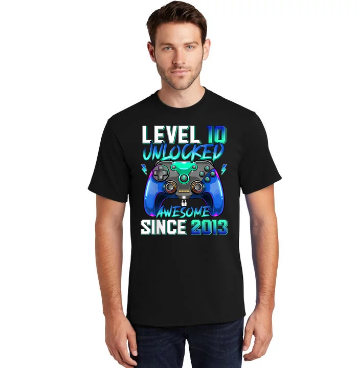 Level 10 Unlocked Awesome Since 2013 10th Birthday for Boys Tall T-Shirt