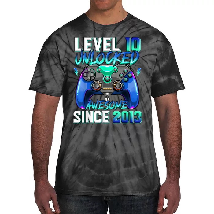 Level 10 Unlocked Awesome Since 2013 10th Birthday for Boys Tie-Dye T-Shirt