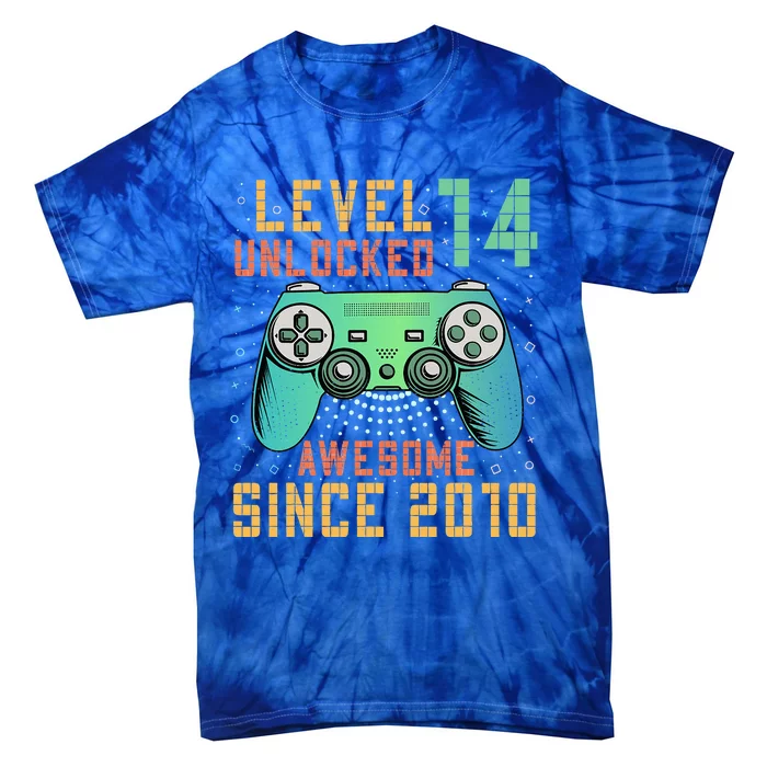 Level 14 Unlocked 14th Birthday 14 Year Old Gifts Tie-Dye T-Shirt