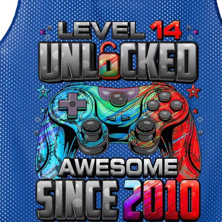 Level 14 Unlocked Awesome Since 2010 14th Birthday Gaming Mesh Reversible Basketball Jersey Tank