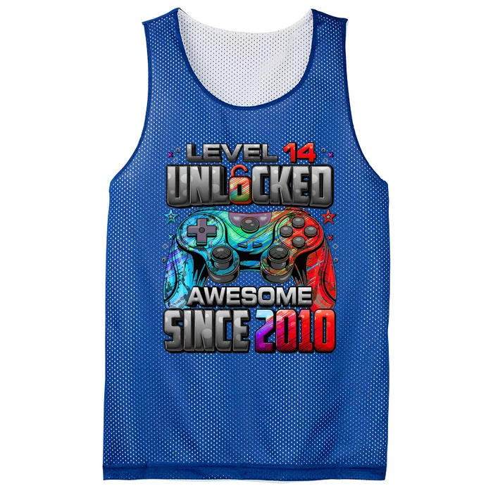 Level 14 Unlocked Awesome Since 2010 14th Birthday Gaming Mesh Reversible Basketball Jersey Tank