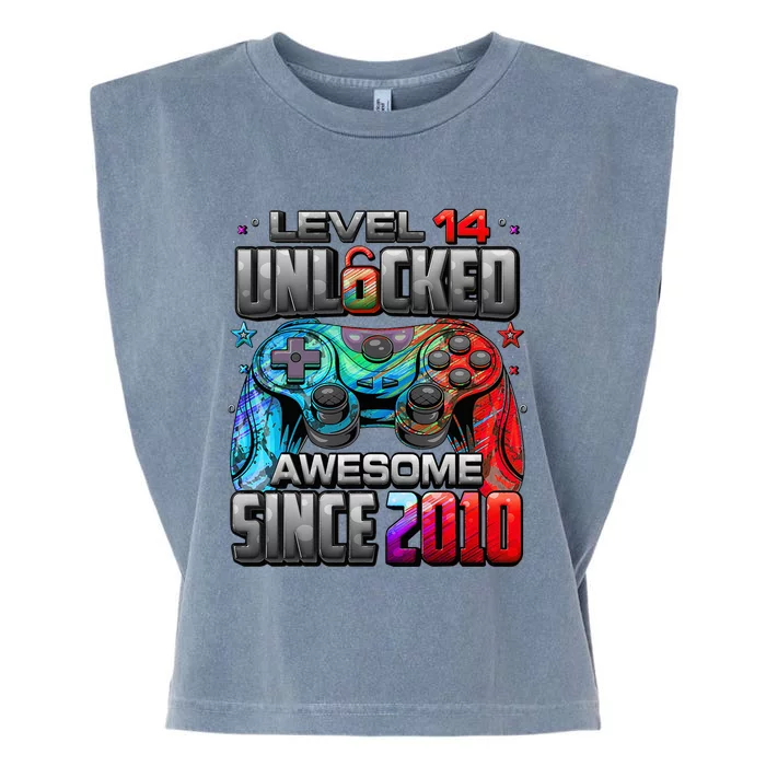 Level 14 Unlocked Awesome Since 2010 14th Birthday Gaming Garment-Dyed Women's Muscle Tee