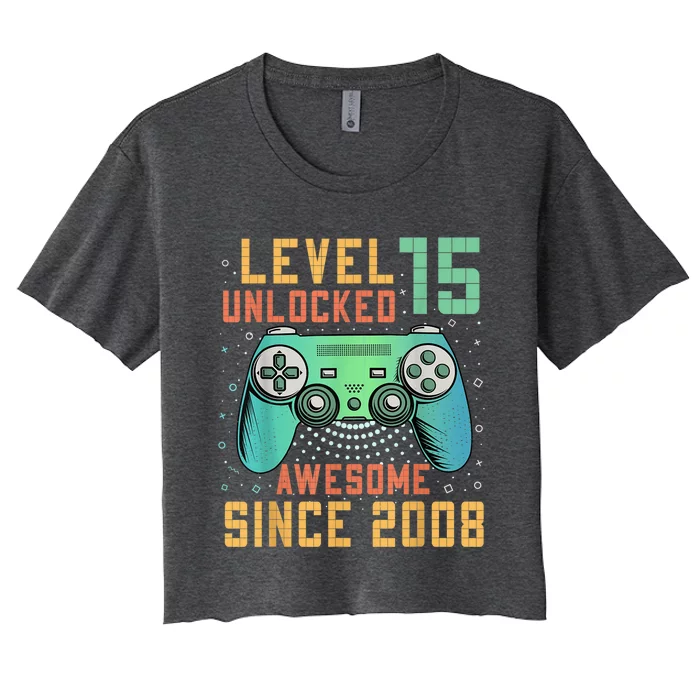 Level 15 Unlocked 15th Birthday 15 Year Old Boy Gifts Gamer Women's Crop Top Tee