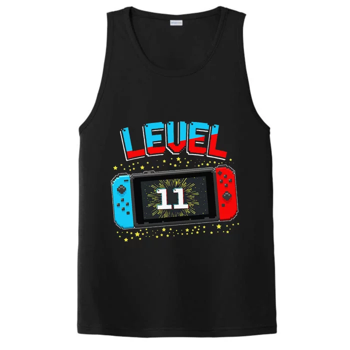 Level 11 Unlocked Gamer 11th Birthday Gift Video Game Lovers Performance Tank