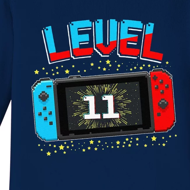 Level 11 Unlocked Gamer 11th Birthday Gift Video Game Lovers Baby Long Sleeve Bodysuit