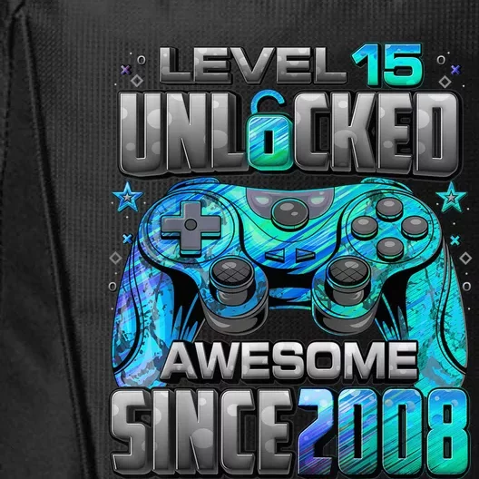 Level 15 Unlocked Awesome Since 2008 15th Birthday Gaming City Backpack