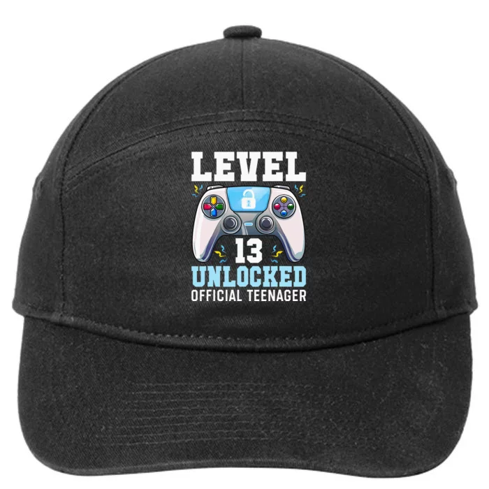 Level 13 Unlocked Video Game 13th Birthday Gamer Kids 7-Panel Snapback Hat