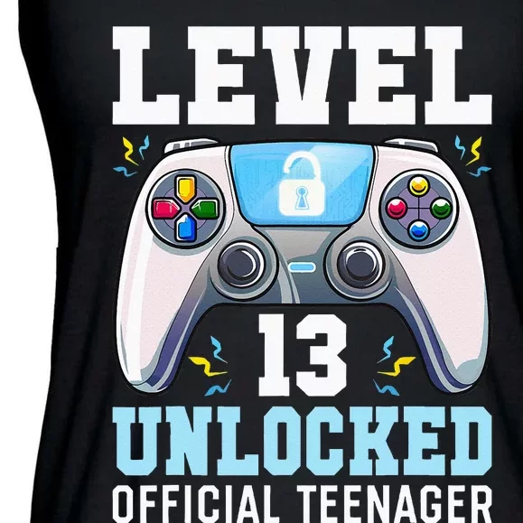 Level 13 Unlocked Video Game 13th Birthday Gamer Kids Ladies Essential Flowy Tank