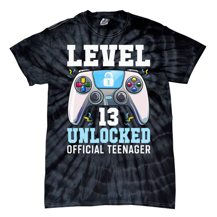 Level 13 Unlocked Video Game 13th Birthday Gamer Kids Tie-Dye T-Shirt