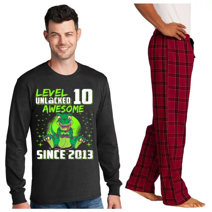 Level 10 Unlocked Awesome Since 2013 10th Birthday Gaming Long Sleeve Pajama Set