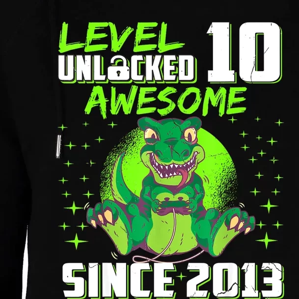 Level 10 Unlocked Awesome Since 2013 10th Birthday Gaming Womens Funnel Neck Pullover Hood