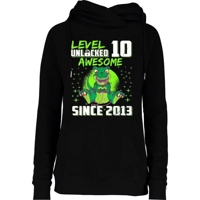 Level 10 Unlocked Awesome Since 2013 10th Birthday Gaming Womens Funnel Neck Pullover Hood