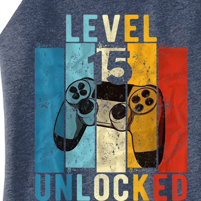 Level 15 Unlocked Video Gamer 15 Year Old 15th Birthday Present Gift Women’s Perfect Tri Rocker Tank