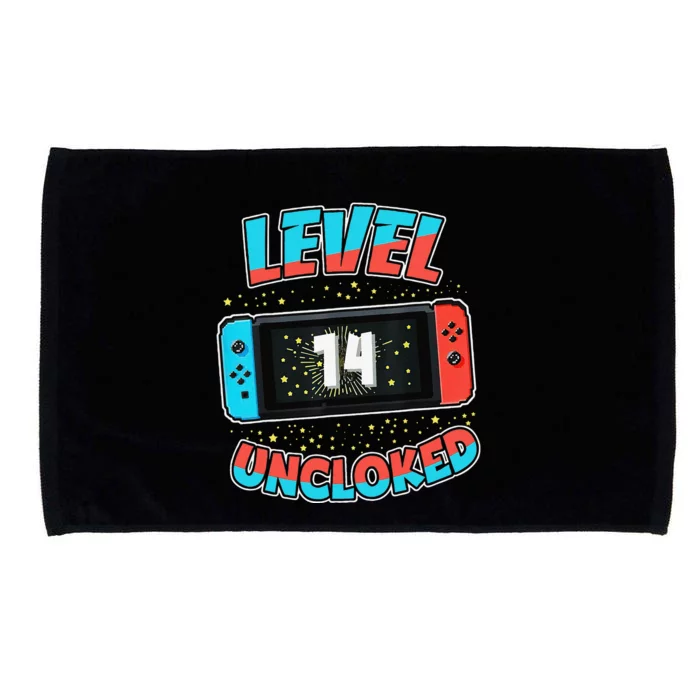 Level 14 Unlocked Gamer 14th Birthday Gift Video Game Lovers Microfiber Hand Towel