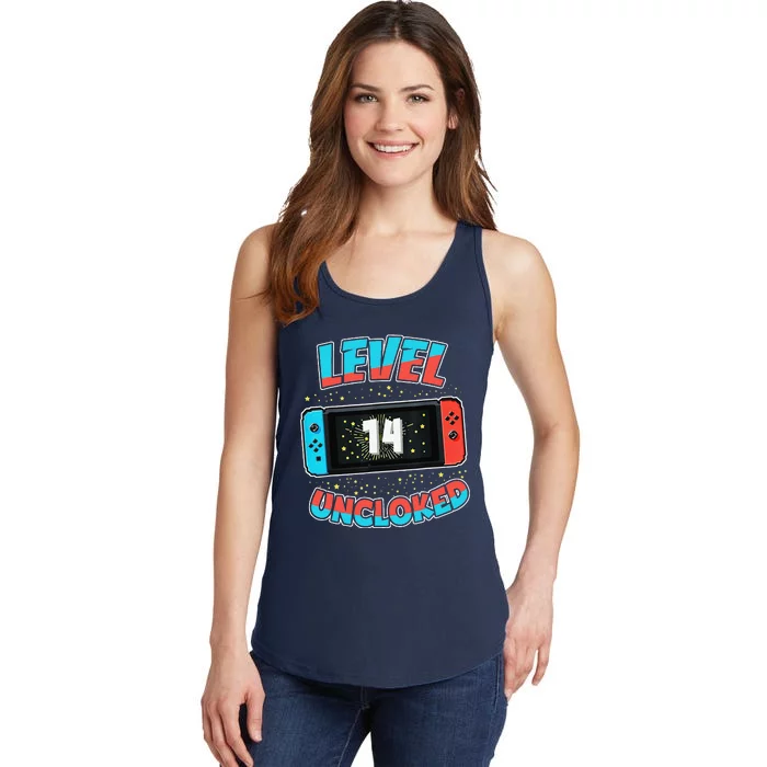 Level 14 Unlocked Gamer 14th Birthday Gift Video Game Lovers Ladies Essential Tank