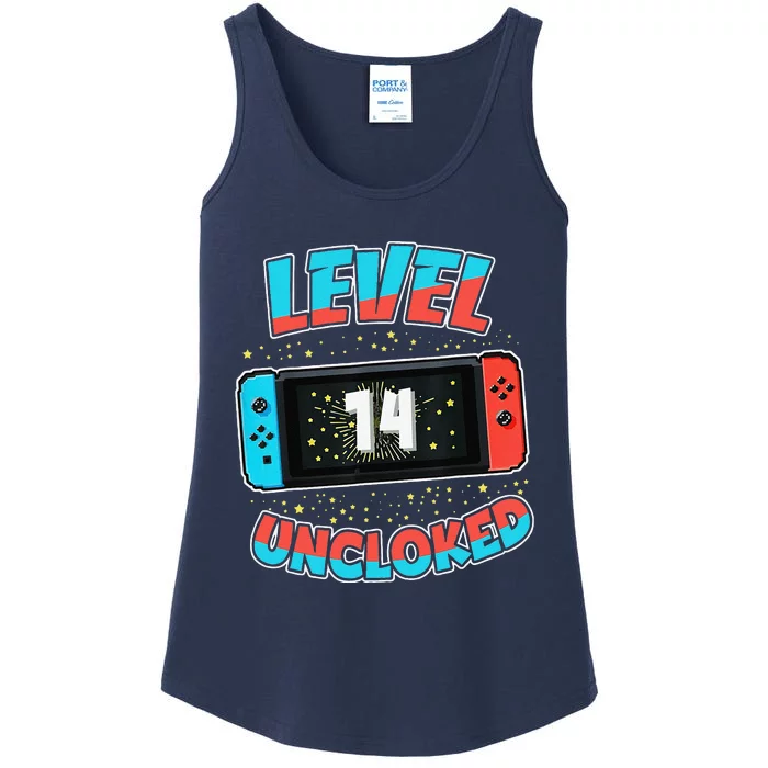 Level 14 Unlocked Gamer 14th Birthday Gift Video Game Lovers Ladies Essential Tank