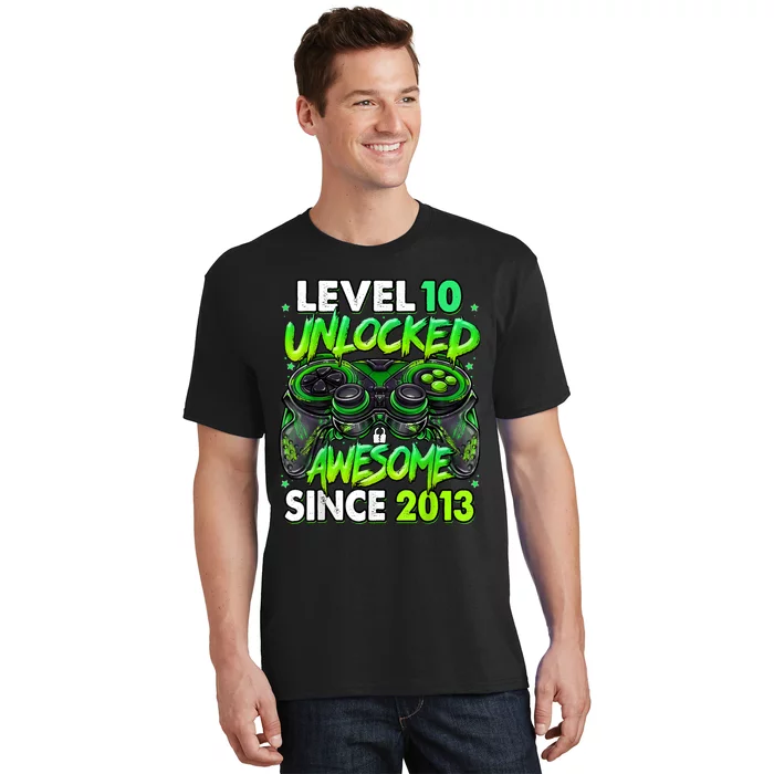 Level 10 Unlocked Awesome Since 2013 10th Birthday Gaming T-Shirt