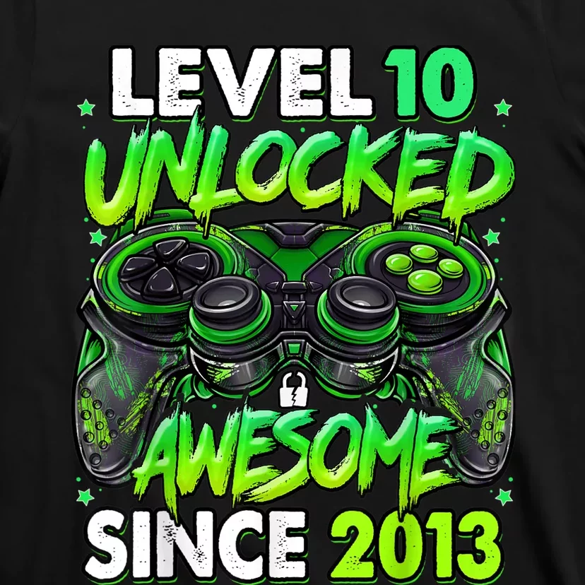 Level 10 Unlocked Awesome Since 2013 10th Birthday Gaming T-Shirt